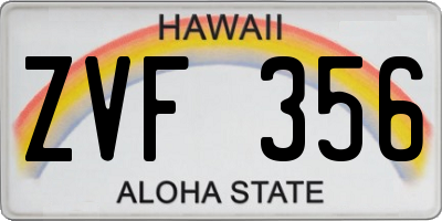 HI license plate ZVF356