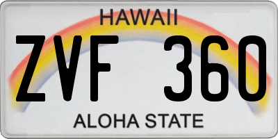 HI license plate ZVF360