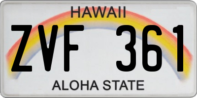 HI license plate ZVF361