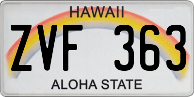 HI license plate ZVF363