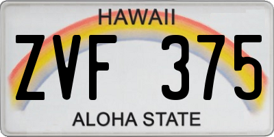 HI license plate ZVF375