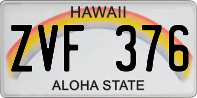 HI license plate ZVF376