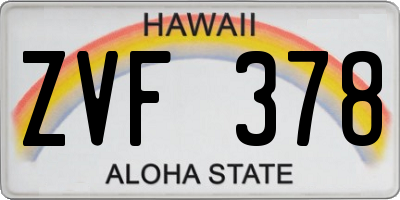 HI license plate ZVF378