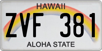 HI license plate ZVF381