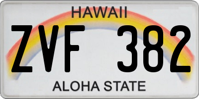 HI license plate ZVF382