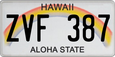 HI license plate ZVF387