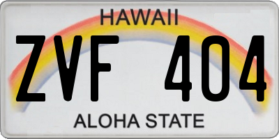 HI license plate ZVF404
