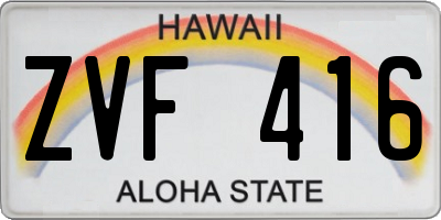 HI license plate ZVF416