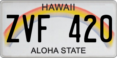 HI license plate ZVF420
