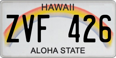 HI license plate ZVF426