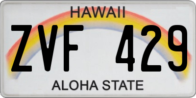 HI license plate ZVF429