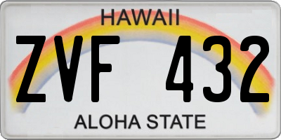 HI license plate ZVF432
