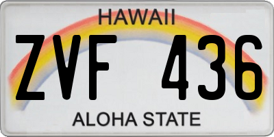 HI license plate ZVF436