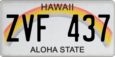 HI license plate ZVF437