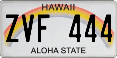 HI license plate ZVF444