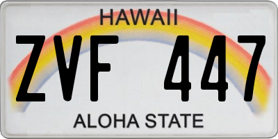HI license plate ZVF447