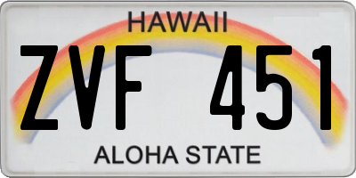 HI license plate ZVF451