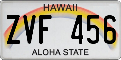 HI license plate ZVF456