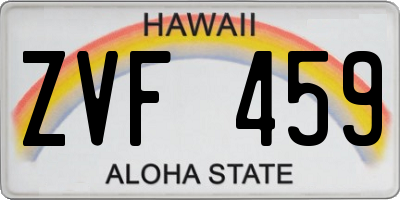 HI license plate ZVF459