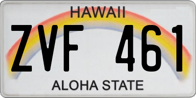 HI license plate ZVF461