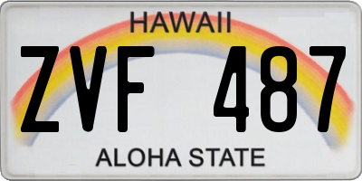 HI license plate ZVF487