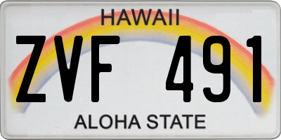 HI license plate ZVF491