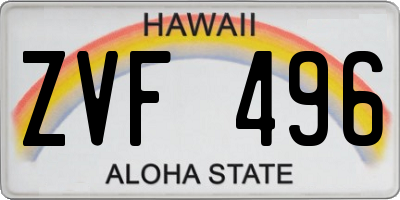 HI license plate ZVF496