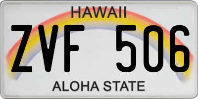 HI license plate ZVF506