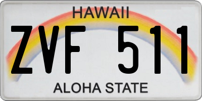 HI license plate ZVF511