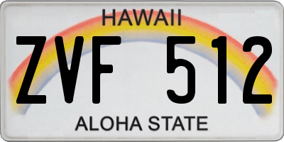 HI license plate ZVF512