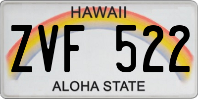 HI license plate ZVF522