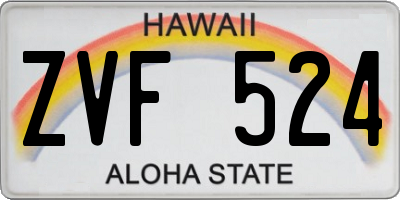 HI license plate ZVF524