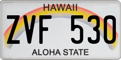 HI license plate ZVF530