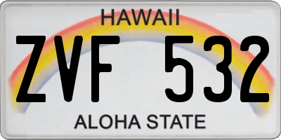 HI license plate ZVF532