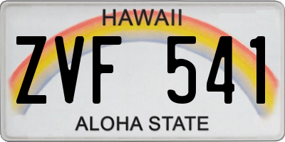HI license plate ZVF541