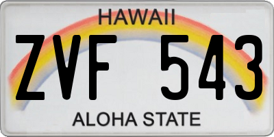 HI license plate ZVF543