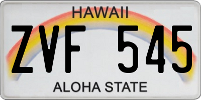 HI license plate ZVF545