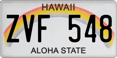 HI license plate ZVF548