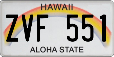 HI license plate ZVF551