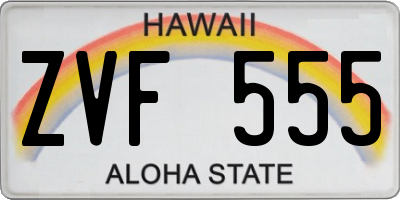 HI license plate ZVF555