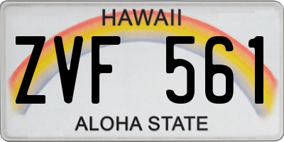 HI license plate ZVF561