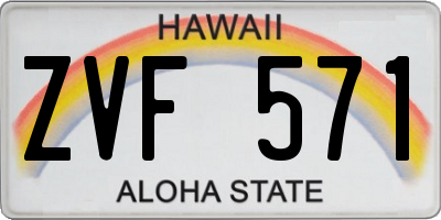 HI license plate ZVF571