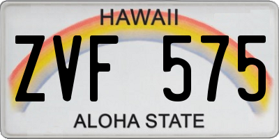 HI license plate ZVF575