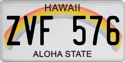 HI license plate ZVF576