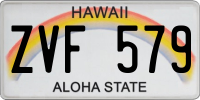 HI license plate ZVF579