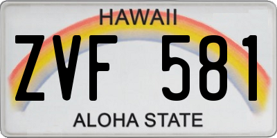 HI license plate ZVF581