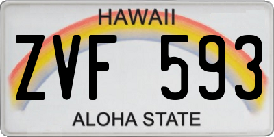 HI license plate ZVF593