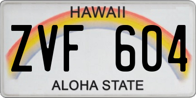 HI license plate ZVF604