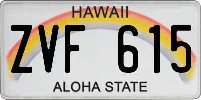 HI license plate ZVF615
