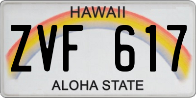 HI license plate ZVF617